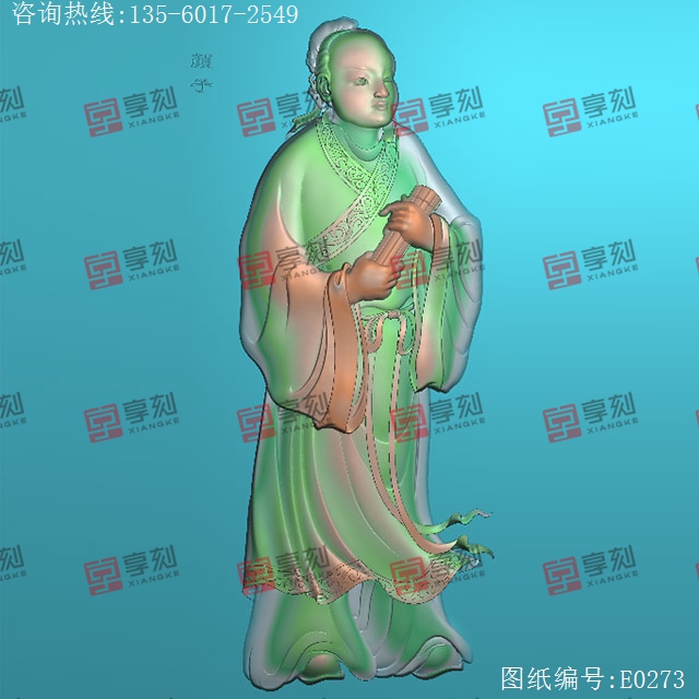 颜子浮雕人物精雕图纸_享刻玉石雕刻机
