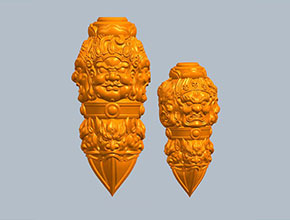 大黑天金刚杵降法器玉雕精雕图纸_电脑玉