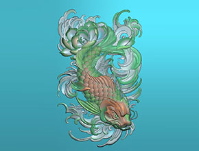 莲花鲤鱼玉石雕刻机电脑雕刻图纸_享刻数