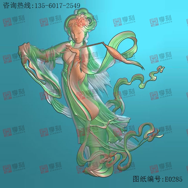 嫦娥奔月仙子玉石精雕图纸下载_电脑玉石雕刻机厂家