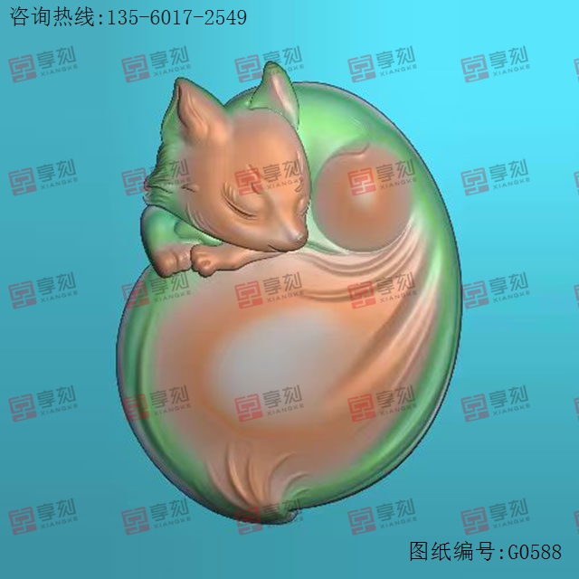 趴尾睡九尾狐玉石雕刻机电脑雕刻图纸_享刻数控雕刻机厂家