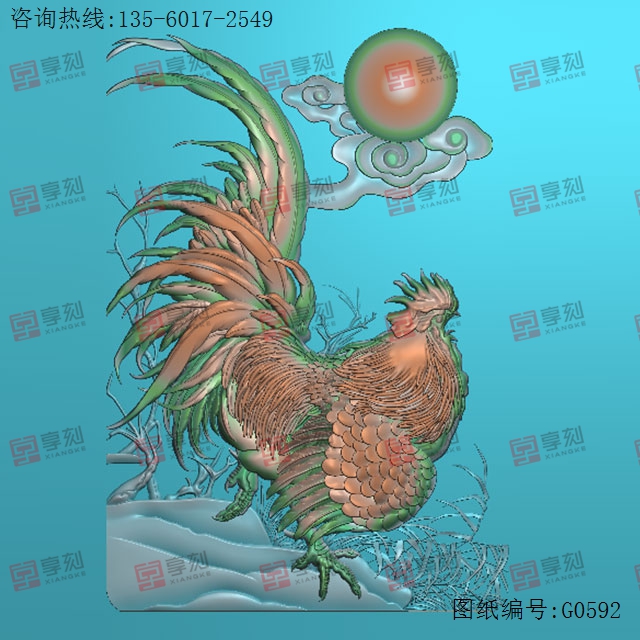 雄鸡玉石雕刻机电脑雕刻图纸_享刻数控雕刻机厂家