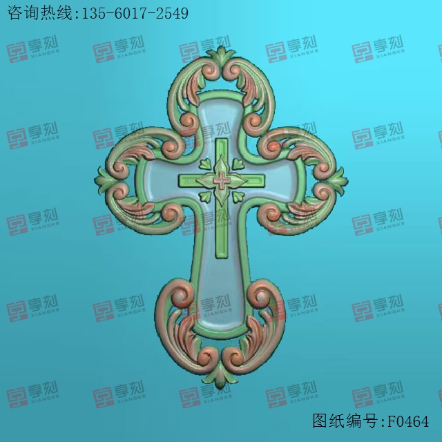 花纹十字架架电脑雕刻图纸_享刻玉石雕刻机