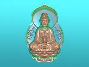 【光环观音】玉石吊坠雕刻玉雕大师图案大全