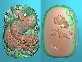 玉石雕刻鱼龙双面图案大全_享刻翡翠雕刻图