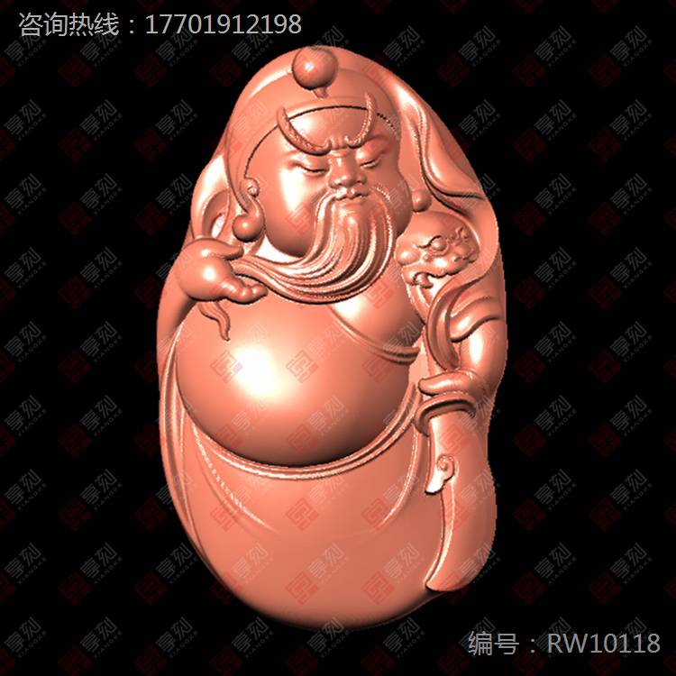 立体小关公手把件图纸