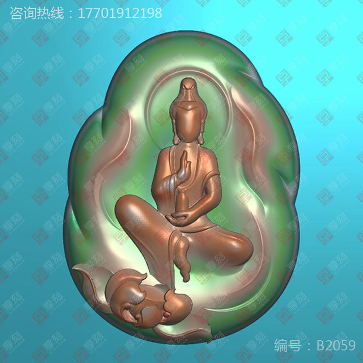 观音翡翠挂件玉雕精雕图纸