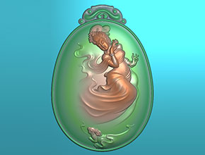 嫦娥玉兔翡翠挂件-精雕图_玉雕机厂家