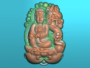 翡翠观音龙吊坠玉雕电脑图纸_享刻玉石雕刻机厂