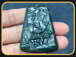 全自动玉石雕刻机,电脑雕刻翡翠山水牌案例