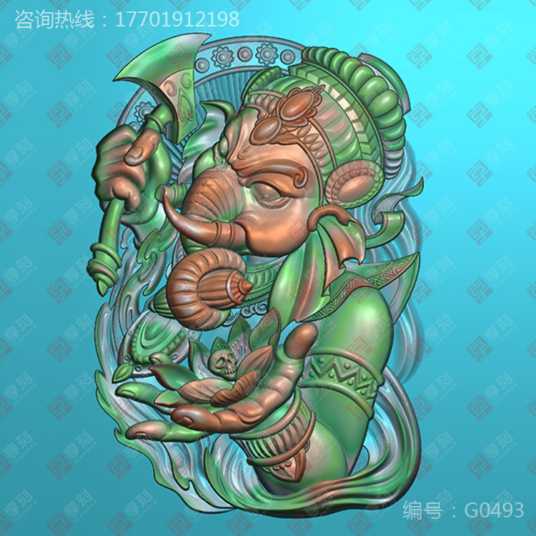 象神玉石精雕图案