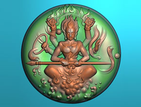 哪吒玉牌精雕图-电脑玉雕机精度图库中心