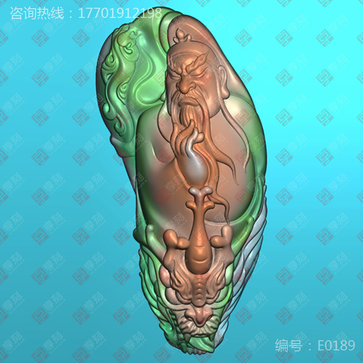 关公手把件雕刻图案