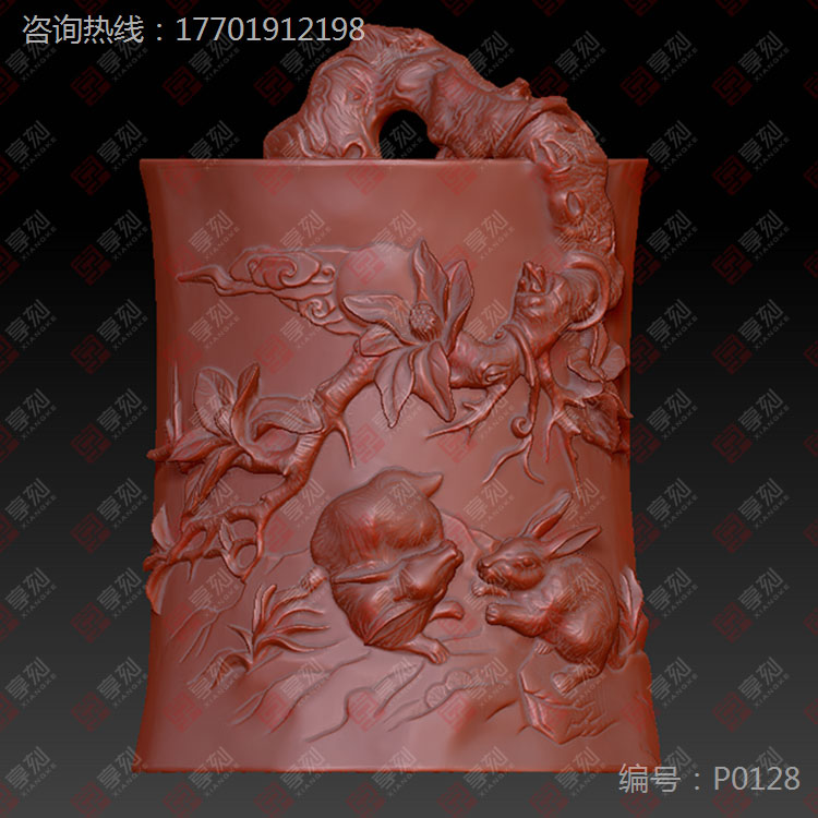 笔筒玉雕精雕图