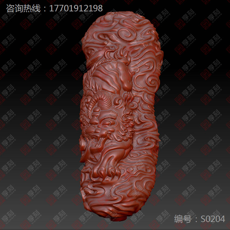 麒麟手把件精雕图