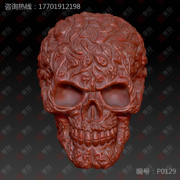 3d绿松骷颅精雕图