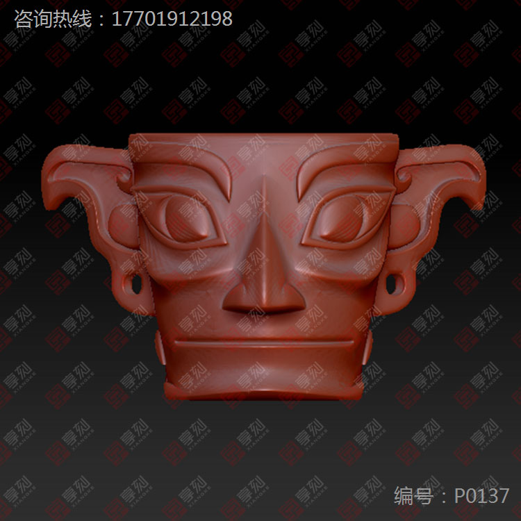 三星堆面具工艺品精雕图