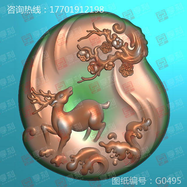 梅花鹿玉雕图案