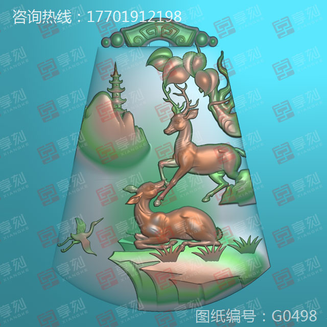 鹿玉雕雕刻电脑图