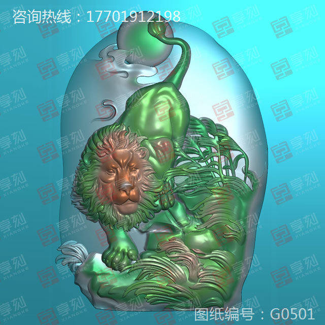 玉雕狮子老虎图案