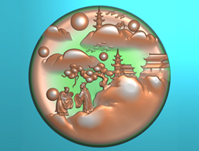 山水图案吊坠精雕图_翡翠工艺品雕刻机厂家