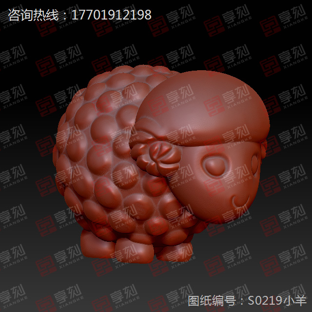 小绵羊摆件精雕图