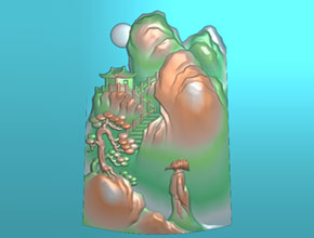 享刻碧玉山水挂件精雕图案下载_玉雕工具生产厂
