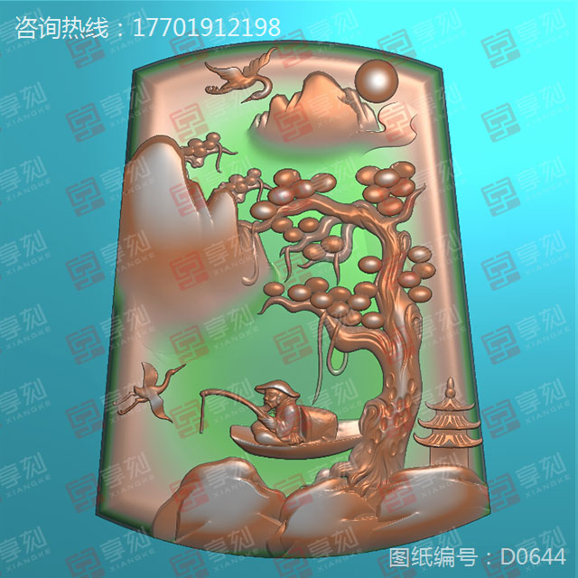 新款山水玉雕精雕图