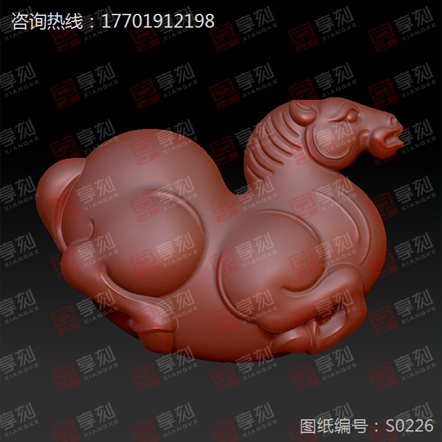 马上成功立体吊坠雕刻图