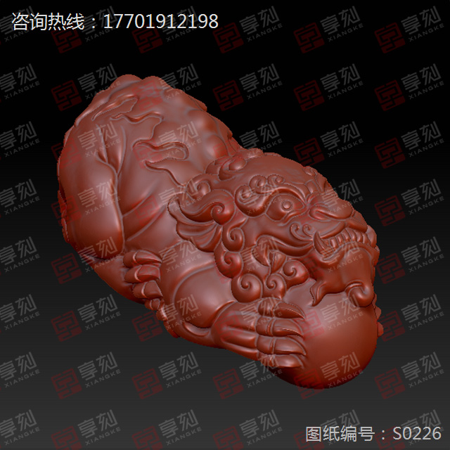 手把件立体貔貅雕刻图