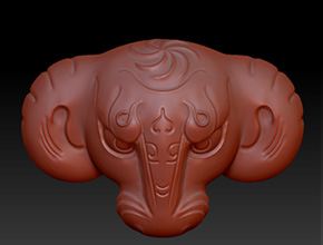 牛头吊坠精雕图下载_玉石玉雕自动雕刻设备