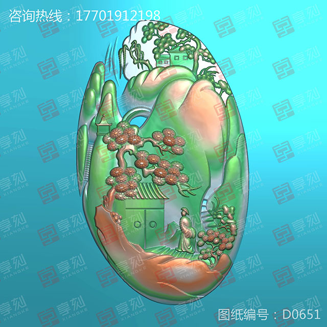 翡翠山水玉雕图纸