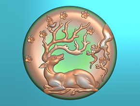 翡翠鹿牌挂件精雕图_自动玉雕机雕刻图纸网