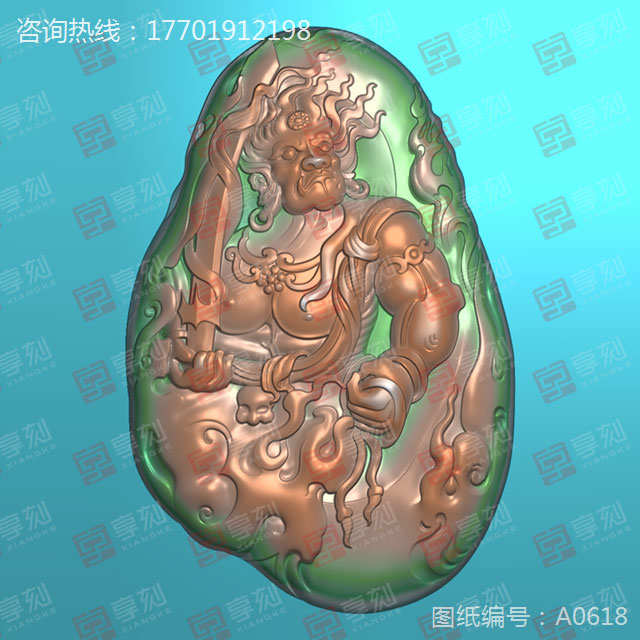 不动明王玉石雕刻图案