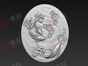 锦鲤鱼花件玉石雕刻图案_电脑玉石雕刻机