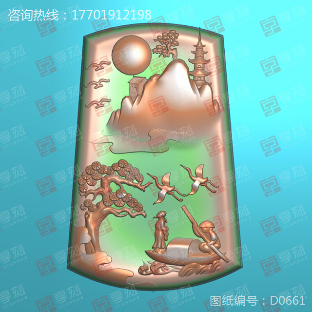 翡翠山水雕刻图案