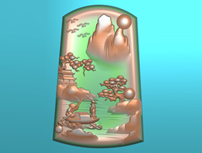 翡翠山水电脑精雕玉雕图案_玉石加工工具厂家