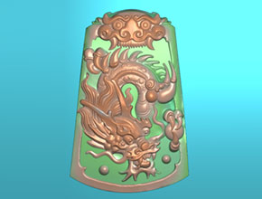 仿古白玉龙牌玉石雕刻图案_享刻电脑玉雕机厂家