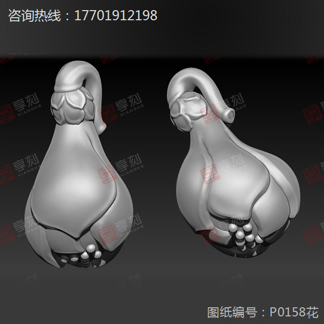 玉石耳环花蕾玉雕图案