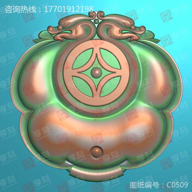 仿古兽牌玉雕图纸