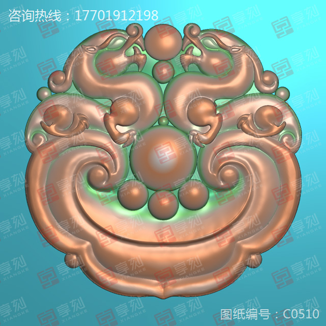 仿古兽玉雕图纸