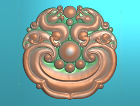 仿古兽双龙玉石雕刻图案题材图纸_和田玉加工机