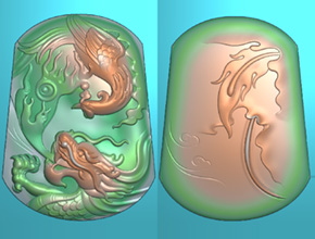 龙凤对牌玉石雕刻图案图纸题材_全自动玉石电脑