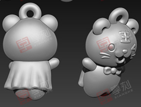 玉石金银小老虎吊坠精雕图_享刻数控玉石雕刻机