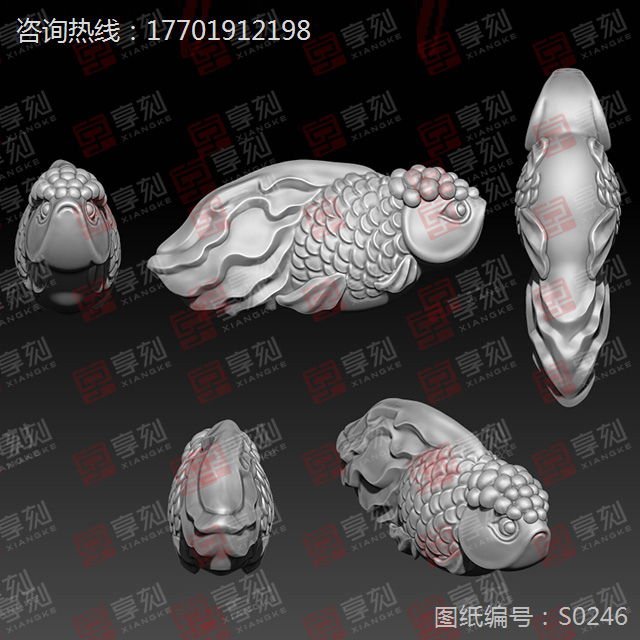 金鱼玉石精雕图纸