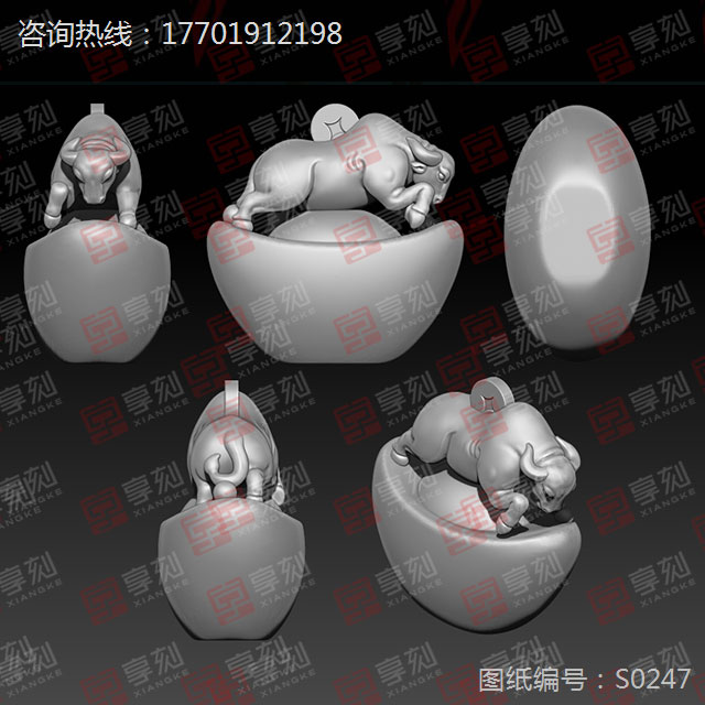 金牛摆件精雕雕刻图纸