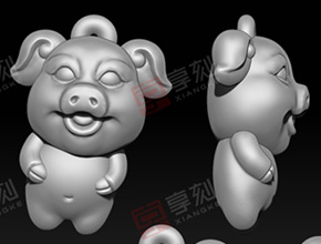 金银小猪吊坠首饰精雕图案_享刻玉鼎工艺品雕刻