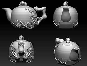 茶壶玉石雕刻电脑图纸_工艺品五轴雕刻机厂家