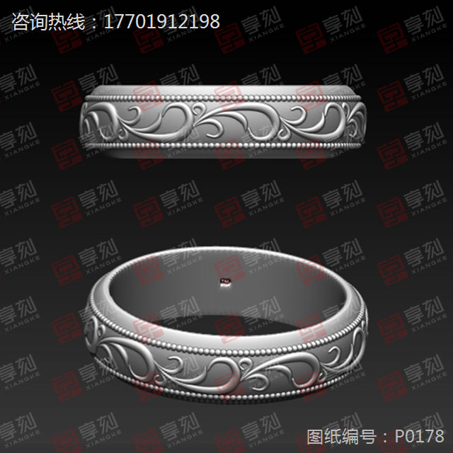 金银玉石手镯雕花精雕图
