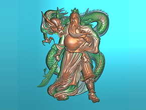 龙与关公威武玉雕精雕图_享刻K20玉石雕刻机